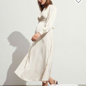 H&M cream maternity midi dress